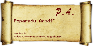 Poparadu Arnó névjegykártya